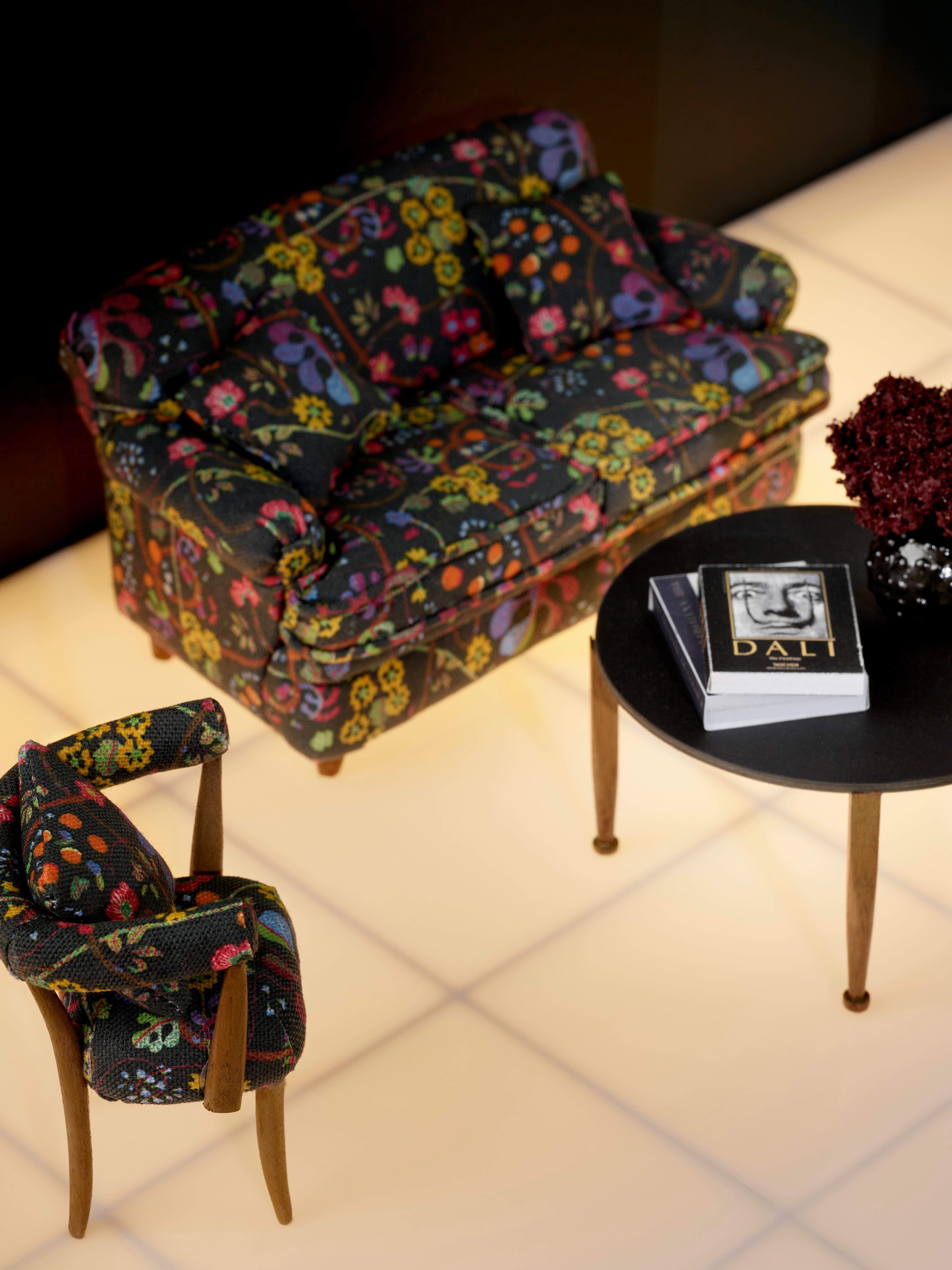 Miniature midcentury modern interior room set