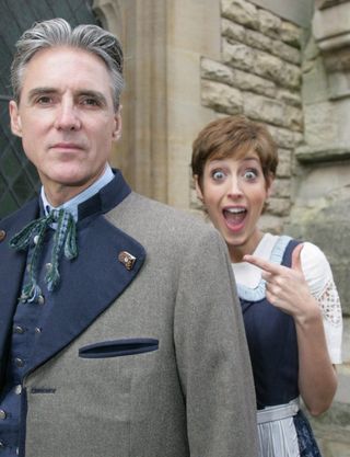 Mandatory Credit: Photo by Geoffrey Swaine/REX/Shutterstock (1233754e) Michael Praed as Captain Von Trapp and Connie Fisher as Maria 'The Sound Of Music' photocall at The Wesley Memorial Hall in Oxford, Britain - 18 Oct 2010 Musical 'The Sound of Music' is on a UK Tour, its next stop is at the New Theatre in Oxford. The cast includes Connie Fisher, winner of the Andrew Lloyd Webber talent show 'How Do You Solve a Problem Like Maria?' and star of 80s tv series 'Robin Hood' Michael Praed