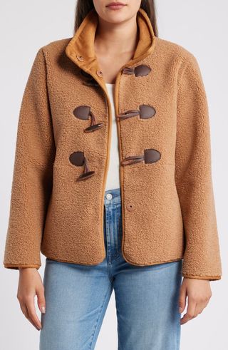 Toggle Front Faux Shearling Jacket