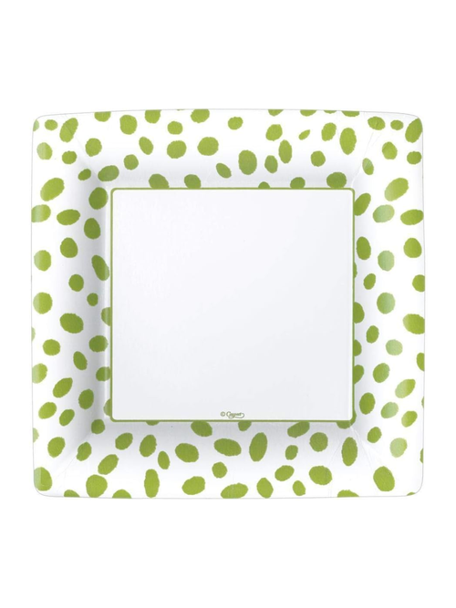 Spots Square Paper Dinner Plates, Set of 8