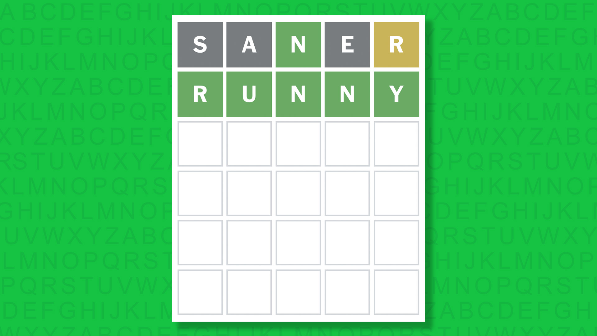 NYT Wordle answer for game 1892 on a green background