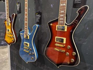 Ibanez's new Iceman models, on display at the 2024 NAMM show
