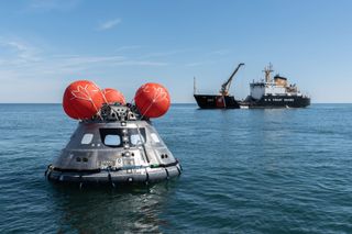 NASA tested Orion's crew module uprighting system off the coast of North Carolina in March 2018.