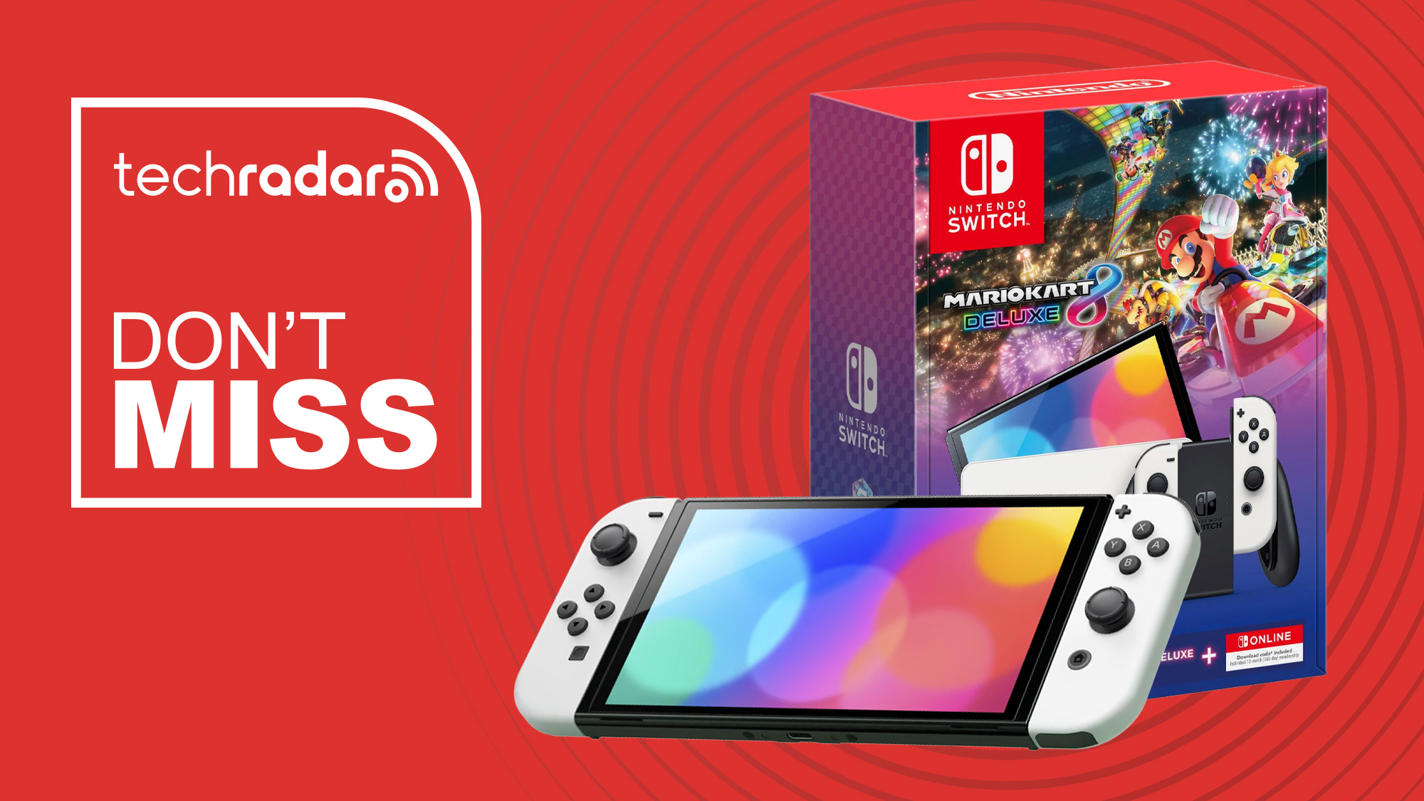 The Nintendo Switch OLED sitting beside a Switch OLED box