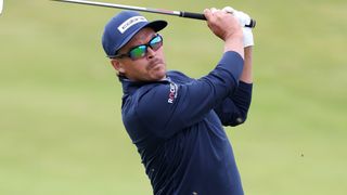 Rickie Fowler takes a shot during The Open