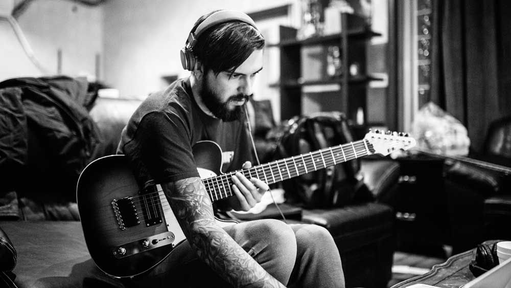 Jon playing his ESP E-II Jonathon Deiley Signature Baritone