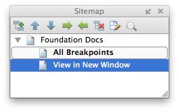 The Sitemap Pane undocked from the Axure workspace