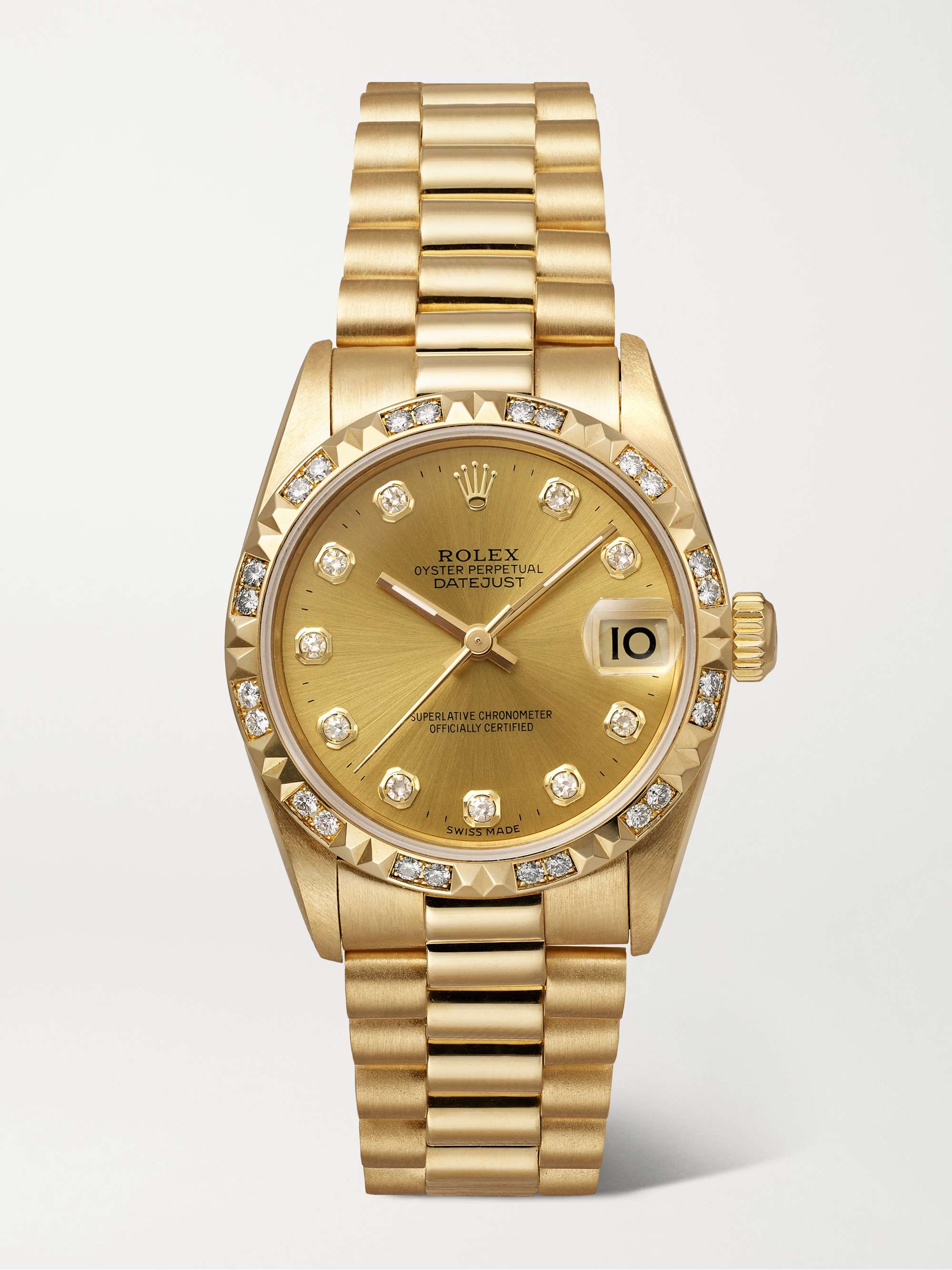 + Rolex Vintage 1995 Oyster Perpetual Datejust Automatic 31mm 18-Karat Gold Diamond Watch, Ref. No. 78258
