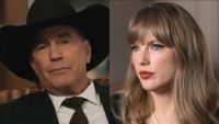 From left to right: Kevin Costner as John Dutton on Yellowstone and Taylor Swift in her Disney+ docuseries. 