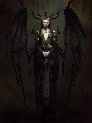 Concept art of Lilith, Queen of Succubi and antagonist in Diablo IV