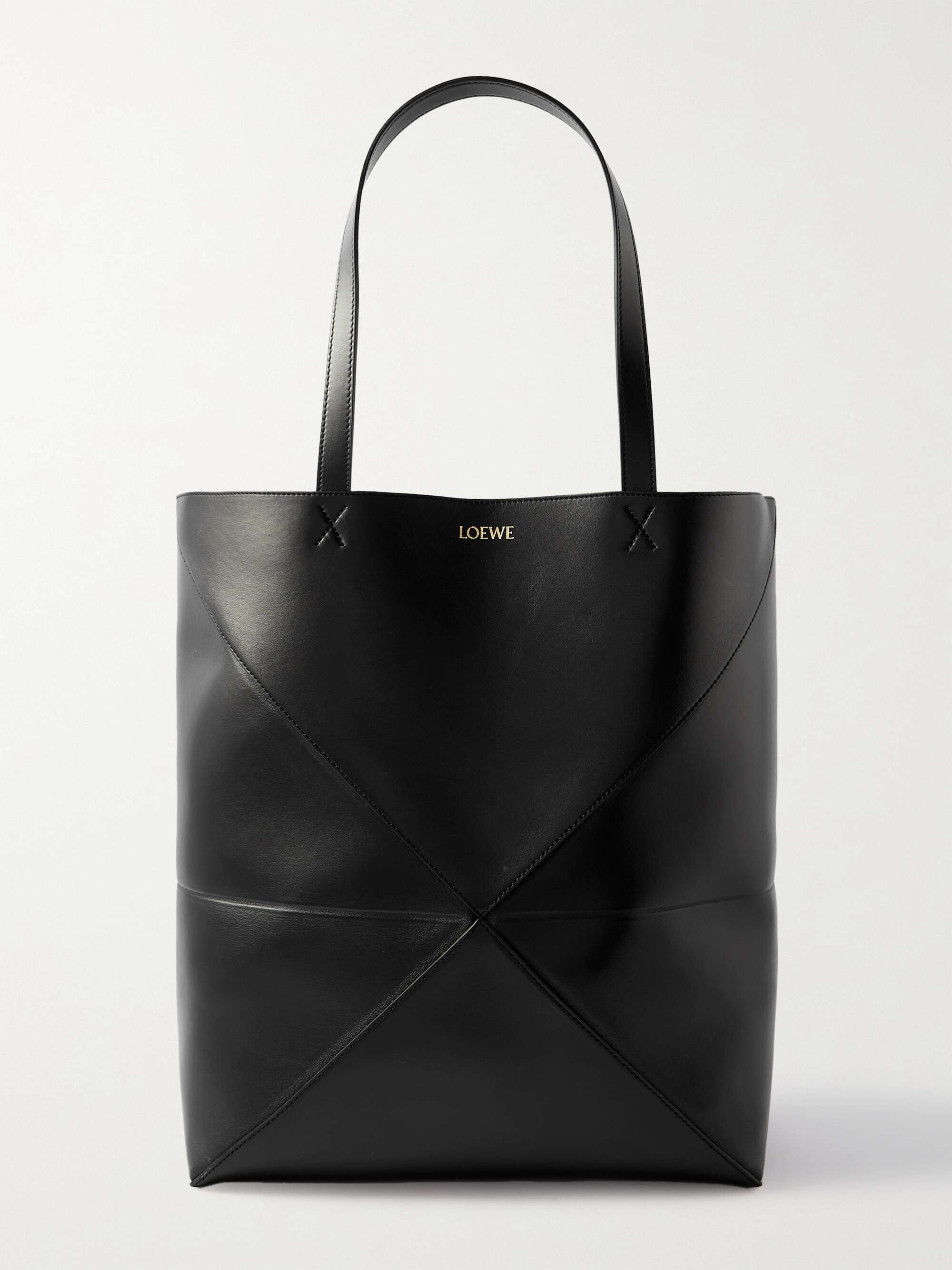 Puzzle Fold Convertible Large Leather Tote