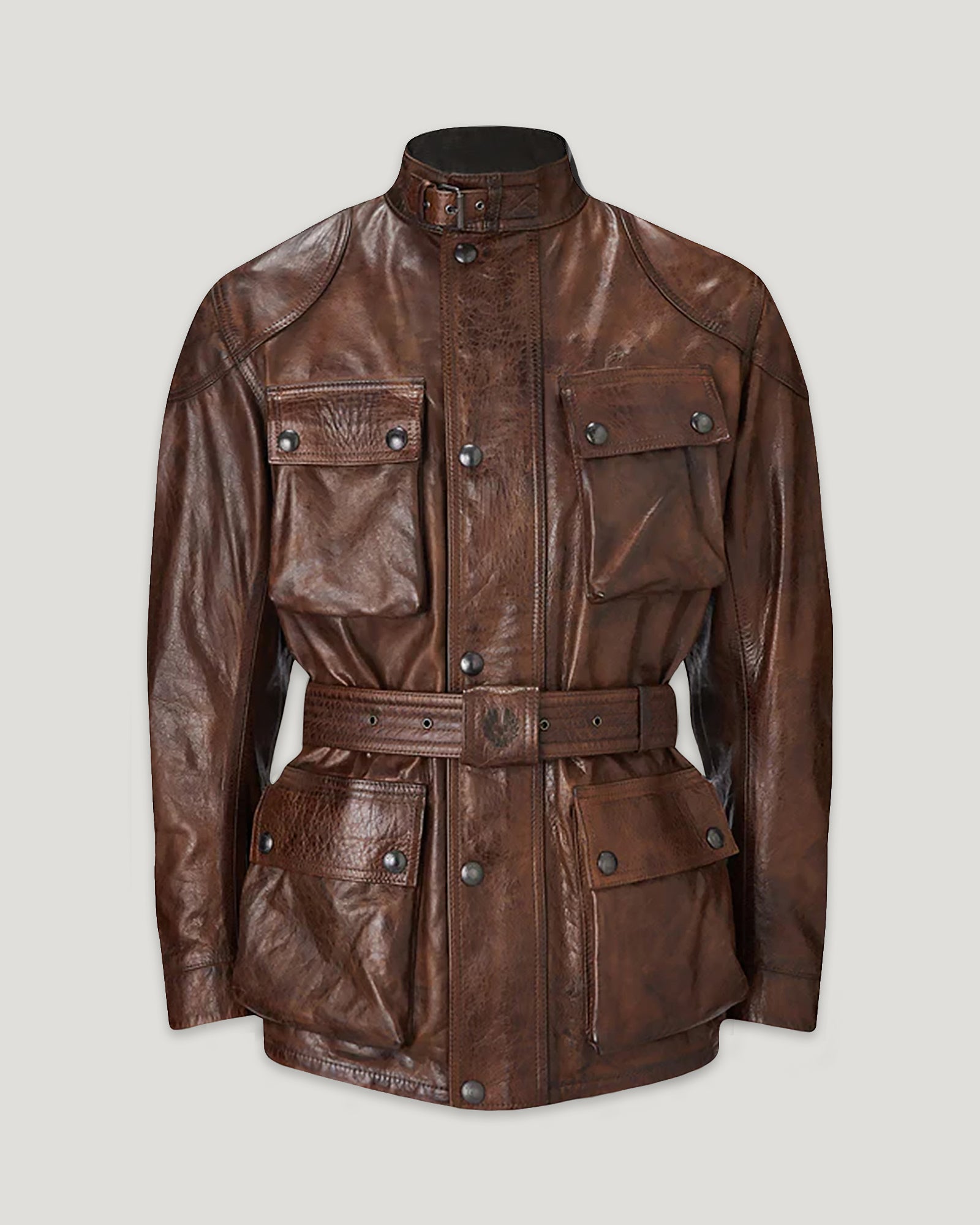 Men&#039;s Hand Waxed Leather Trialmaster Motorcycle Jacket in Burnt Cuero | Belstaff Uk