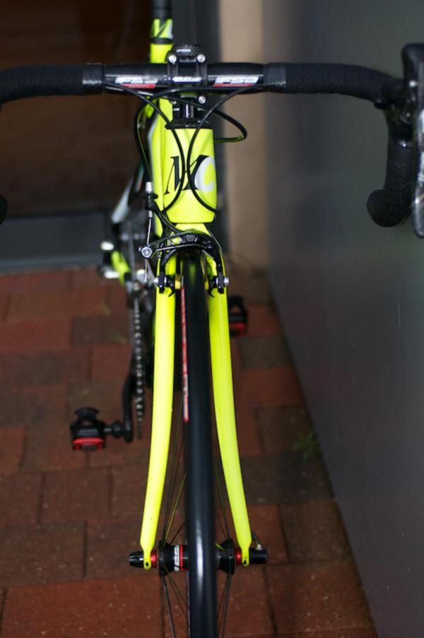 Chunky flared aero fork.