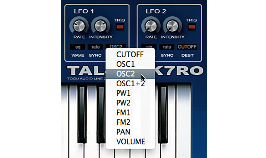 LFO destination parameters