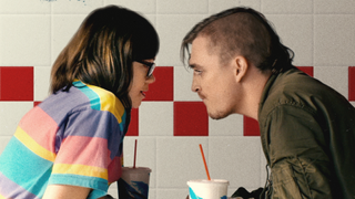 Kyle Gallner and Emily Skeggs in a cropped poster for the coming of age drama Dinner In America