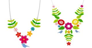 Flower Garden necklace, £50, and Mexican Embroidery necklace, £85