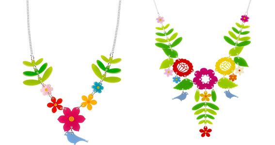 Flower Garden necklace, £50, and Mexican Embroidery necklace, £85