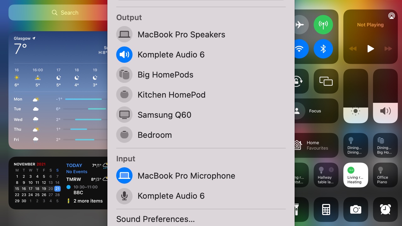 Screen shot showing macOS audio output settings