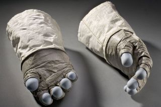The extravehicular gloves worn by Buzz Aldrin, lunar module pilot on the Apollo 11 mission, will be among the 20 artifacts on display as part of the Smithsonian’s "Destination Moon" traveling exhibit.
