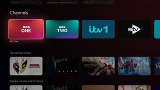 Screenshot of Channels for UK viewers on Google TV devices