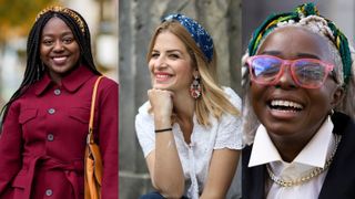 3 pictures of 3 street style influencers wearing knotted headbands