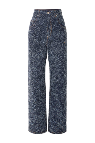 Stella McCartney Denim-Bouclé High-Rise Straight-Leg Jeans