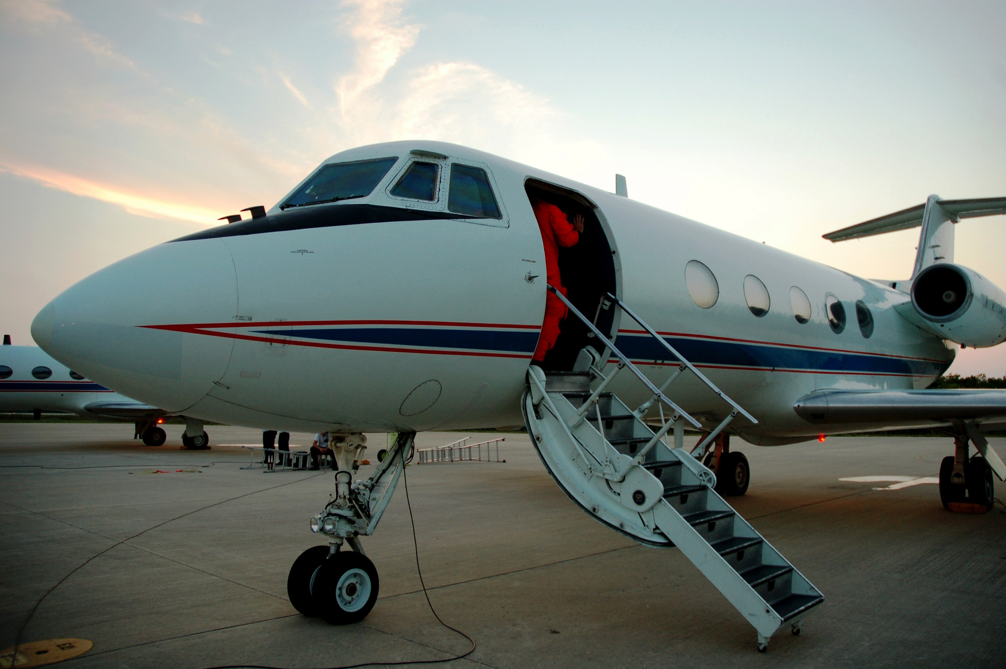 Commander Chris Ferguson in the Doorway of the Shuttle Training Aircraft