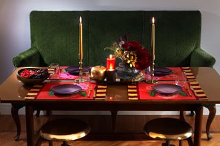 A Christmas table with laid out cutlery