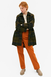 Dark green checkered wool blend coat, £65 | Monki