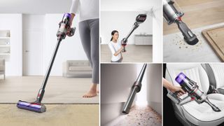 Dyson Digital Slim cordless vacuum in various different cleaning modes