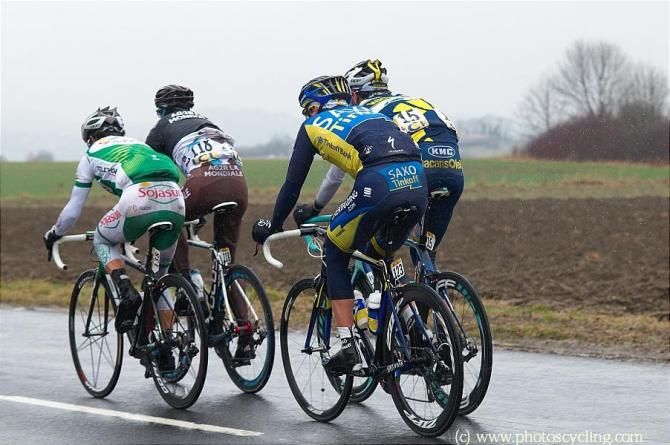 The four-man break rolls along during stage 3 at Paris-Nice.