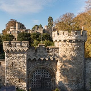 exterior of a rock stone wall castle