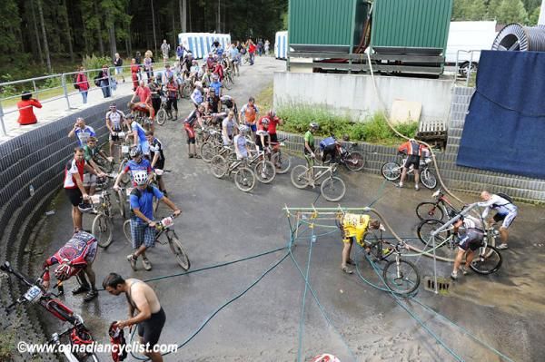 Lining up for the bike wash