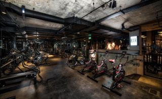 The cardio zone includes state-of-the-art spinning bikes
