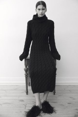 Cable-Knit Midi Dress