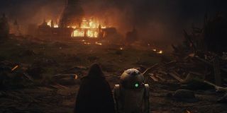 Luke's Jedi Temple burning