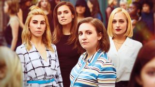 A press image for HBO's Girls TV show showing four of its main cast looking at the camera