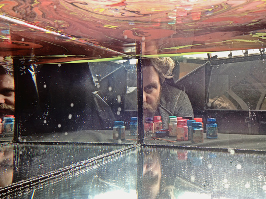 The duo's research led them to a brand new type of marbling paint that can be used with clear water