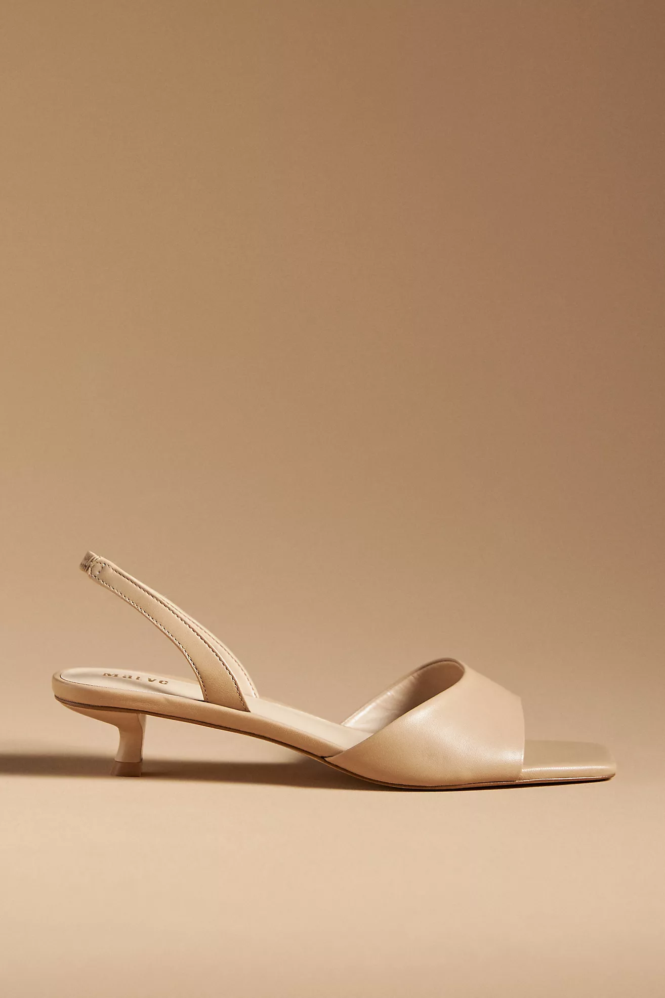 Maeve Square-Toe Slingback Kitten Heels