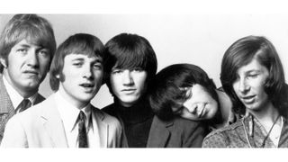 Buffalo Springfield on their first PR photo shoot in September 1966. L-R: Dewey Martin, Stephen Stills, Richie Furay, Neil Young, and Bruce Palmer.