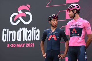Egan Bernal and Filippo Ganna at the start of stage 2 of the Giro d'Italia