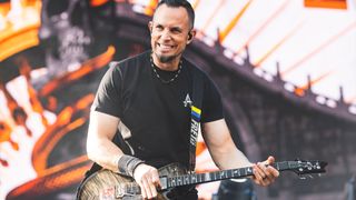 Mark Tremonti of the American rock band Alter Bridge performs in concert during Resurrection Fest 2023 on June 29, 2023 in Viveiro, Spain. 