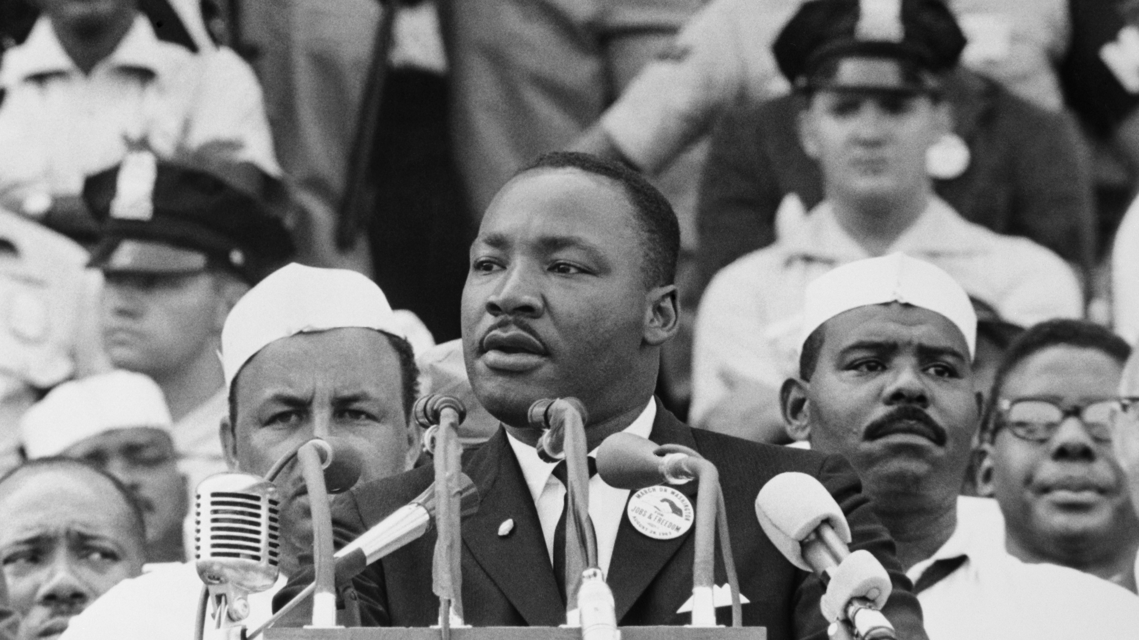 Dr Martin Luther King Jr. delivering the speech now popularly known for the section beginning "I have a dream."