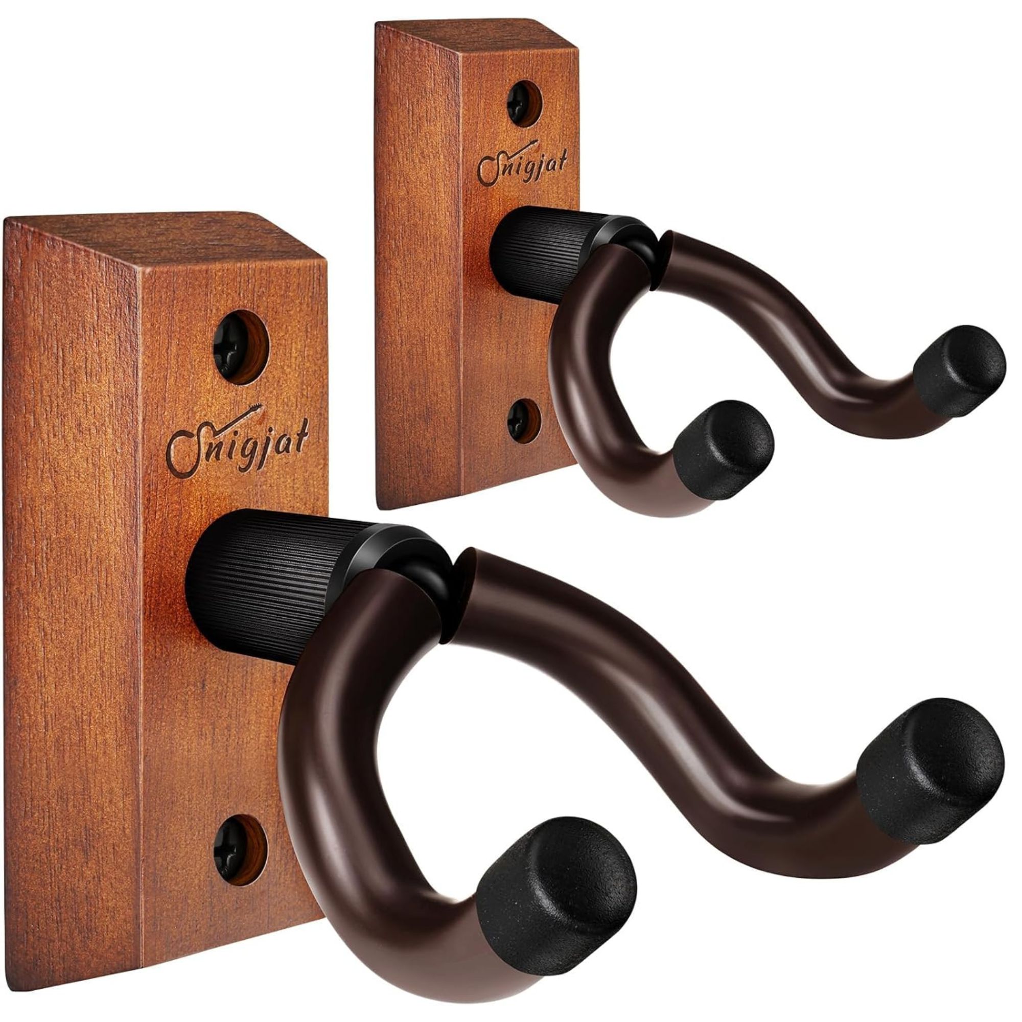 SNIGJAT Guitar Wall Mount 2 Pack, Hardwood Guitar Hanger Wall Hook Holder Stand with Screws