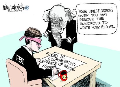 Political cartoon U.S. FBI Investigation GOP Brett Kavanaugh report blind