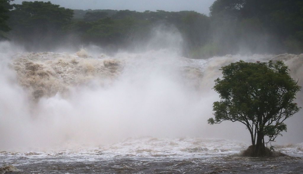 High waves during a hurricane in Hawaii.