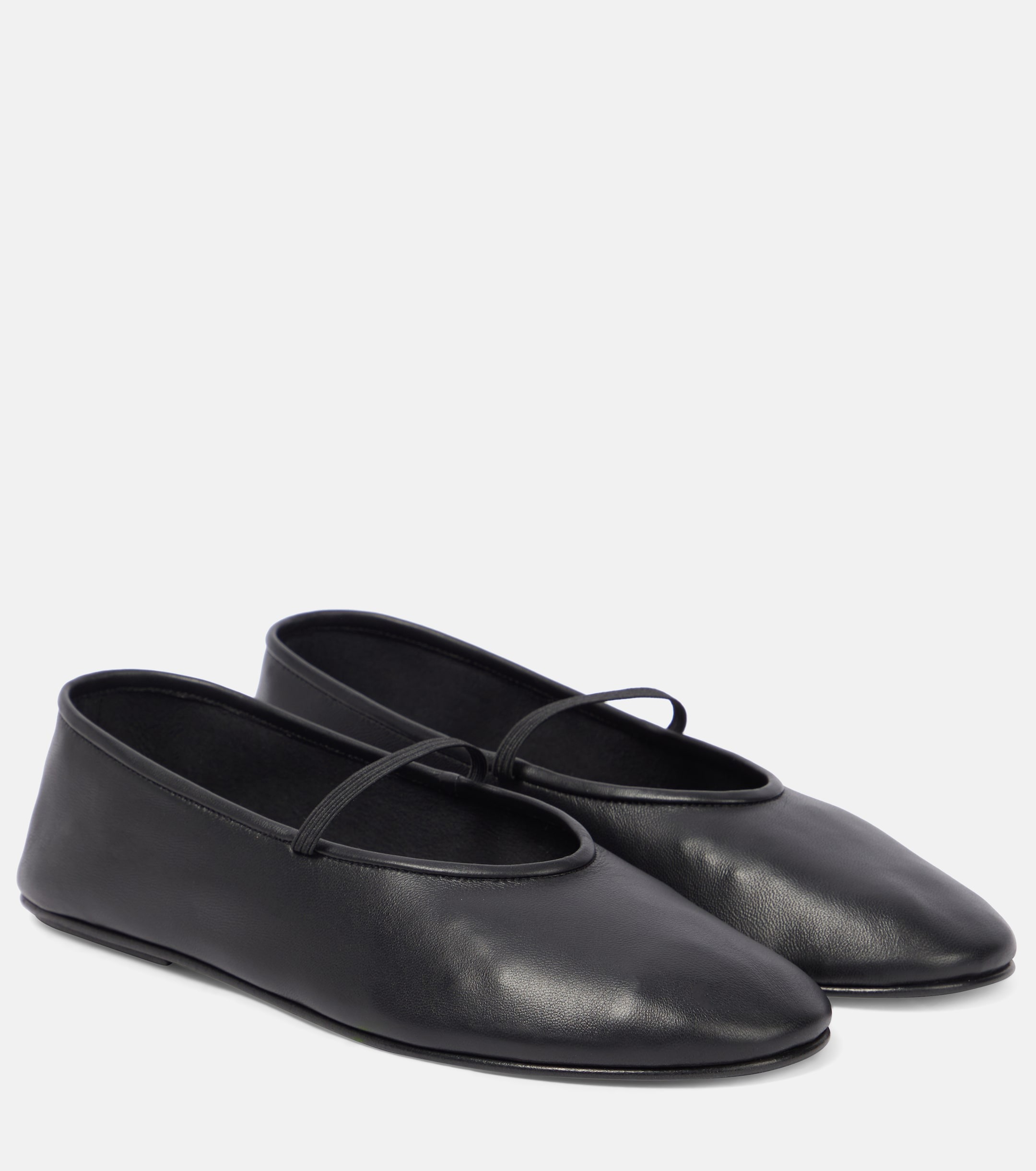 The Row, Leather Ballet Flats in Black