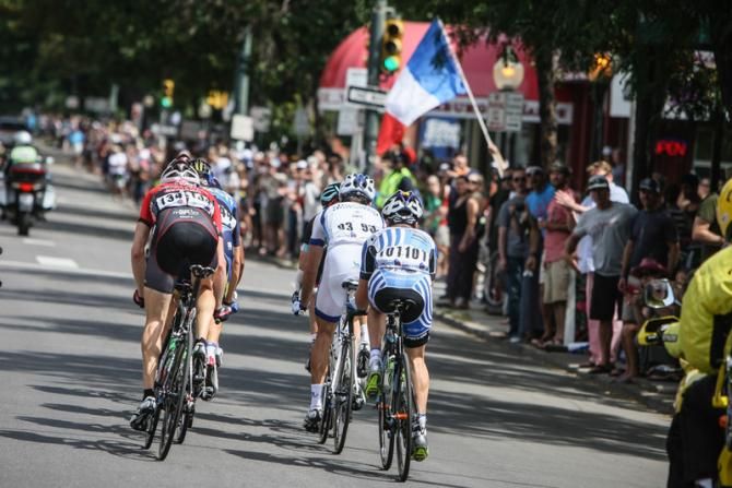 The breakaway heads out for another lap.