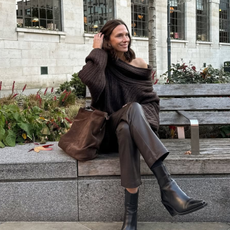 stylish woman in a brown outfit