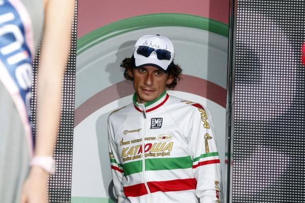 Filippo Pozzato (Katusha) makes his way out onto the podium